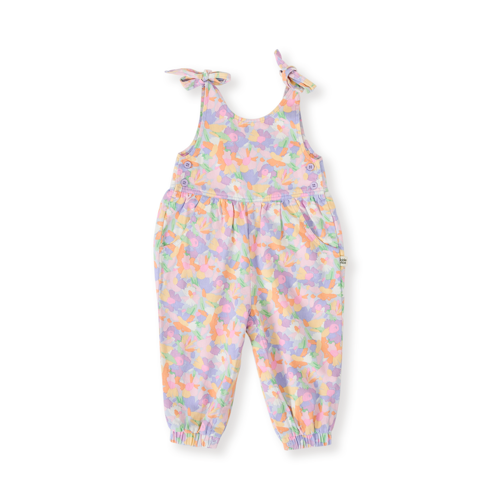 Goldie + Ace Pastel Bouquet Tiffany Tie Overalls - Lilac Multi