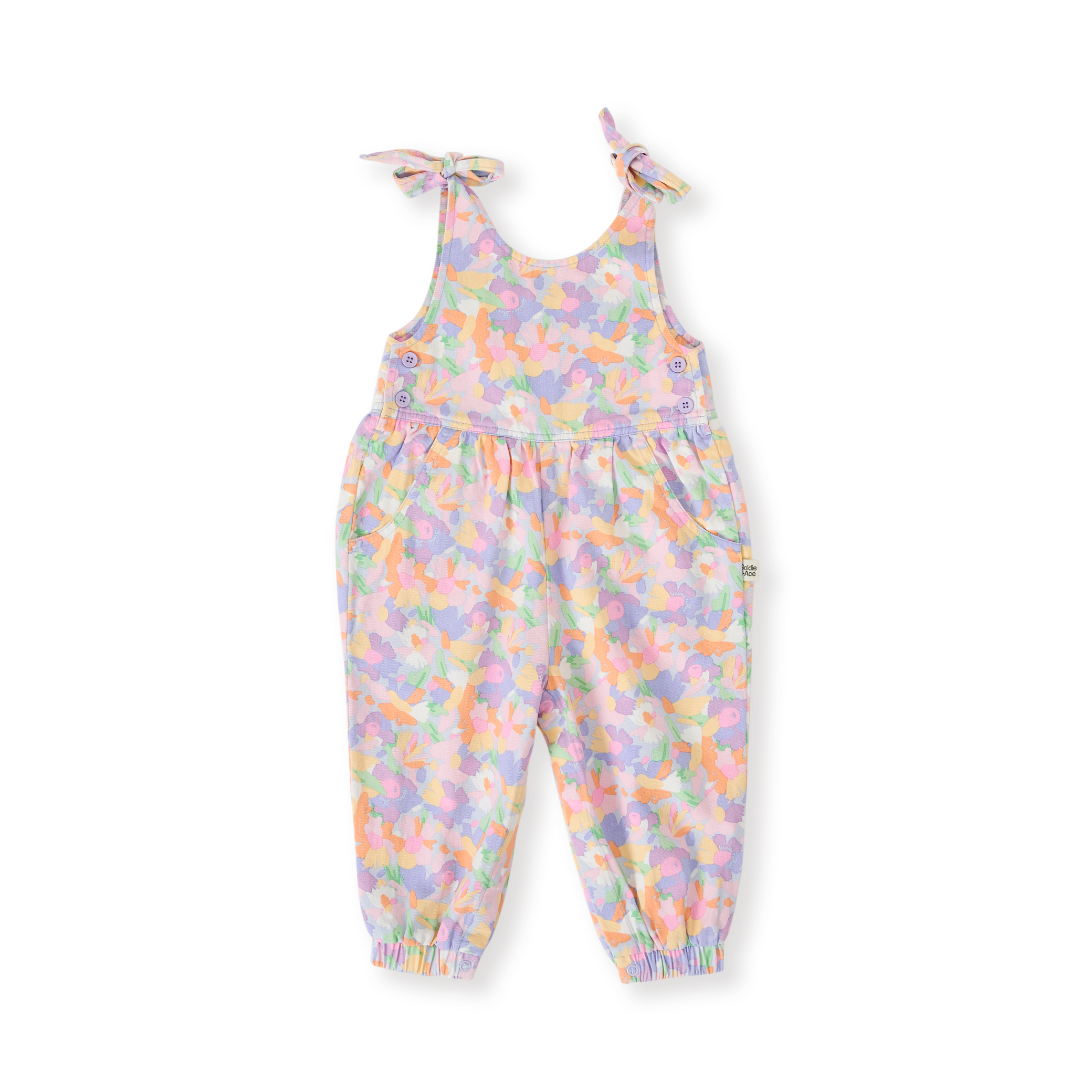 Goldie + Ace Pastel Bouquet Tiffany Tie Overalls - Lilac Multi
