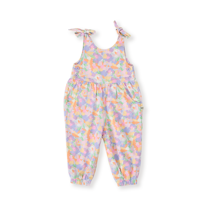 Goldie + Ace Pastel Bouquet Tiffany Tie Overalls - Lilac Multi
