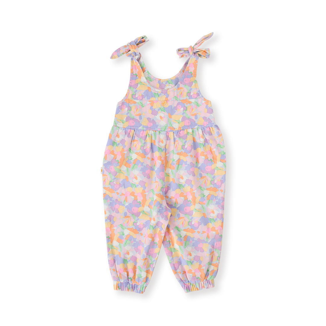 Goldie + Ace Pastel Bouquet Tiffany Tie Overalls - Lilac Multi
