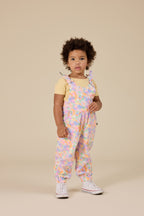 Pastel Bouquet Tiffany Tie Overalls - Lilac Multi