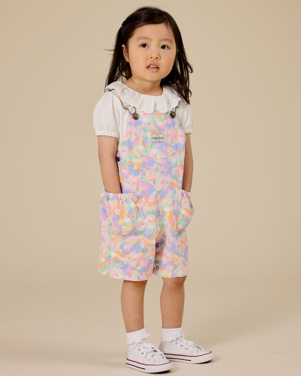 Goldie + Ace Pastel Bouquet James Pocket Overalls - Lilac Multi