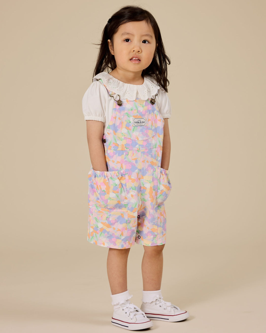 Goldie + Ace Pastel Bouquet James Pocket Overalls - Lilac Multi