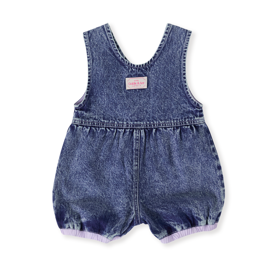 Goldie + Ace Nina Pastel Petals Denim Romper  - Dark Denim
