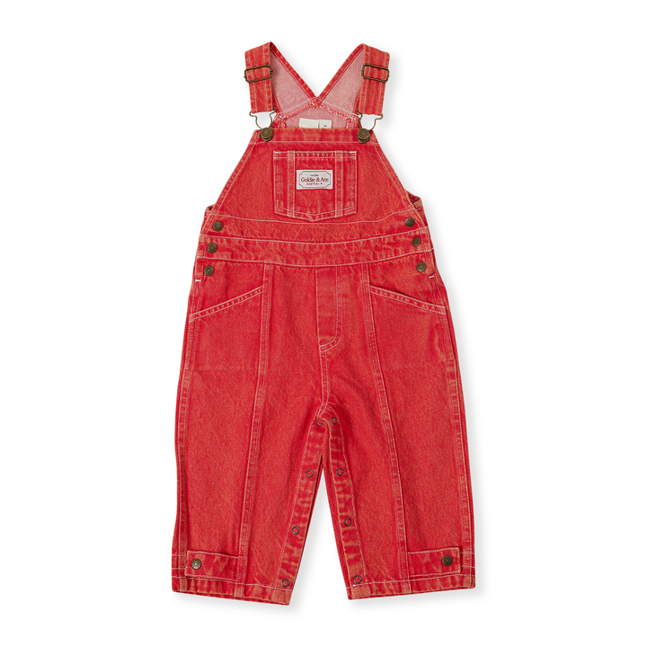 Goldie + Ace Blake Vintage Washed Denim Overalls - Apple Red