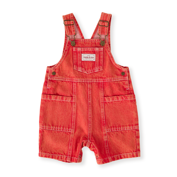 Goldie + Ace James Vintage Washed Denim Pocket Overalls - Apple Red
