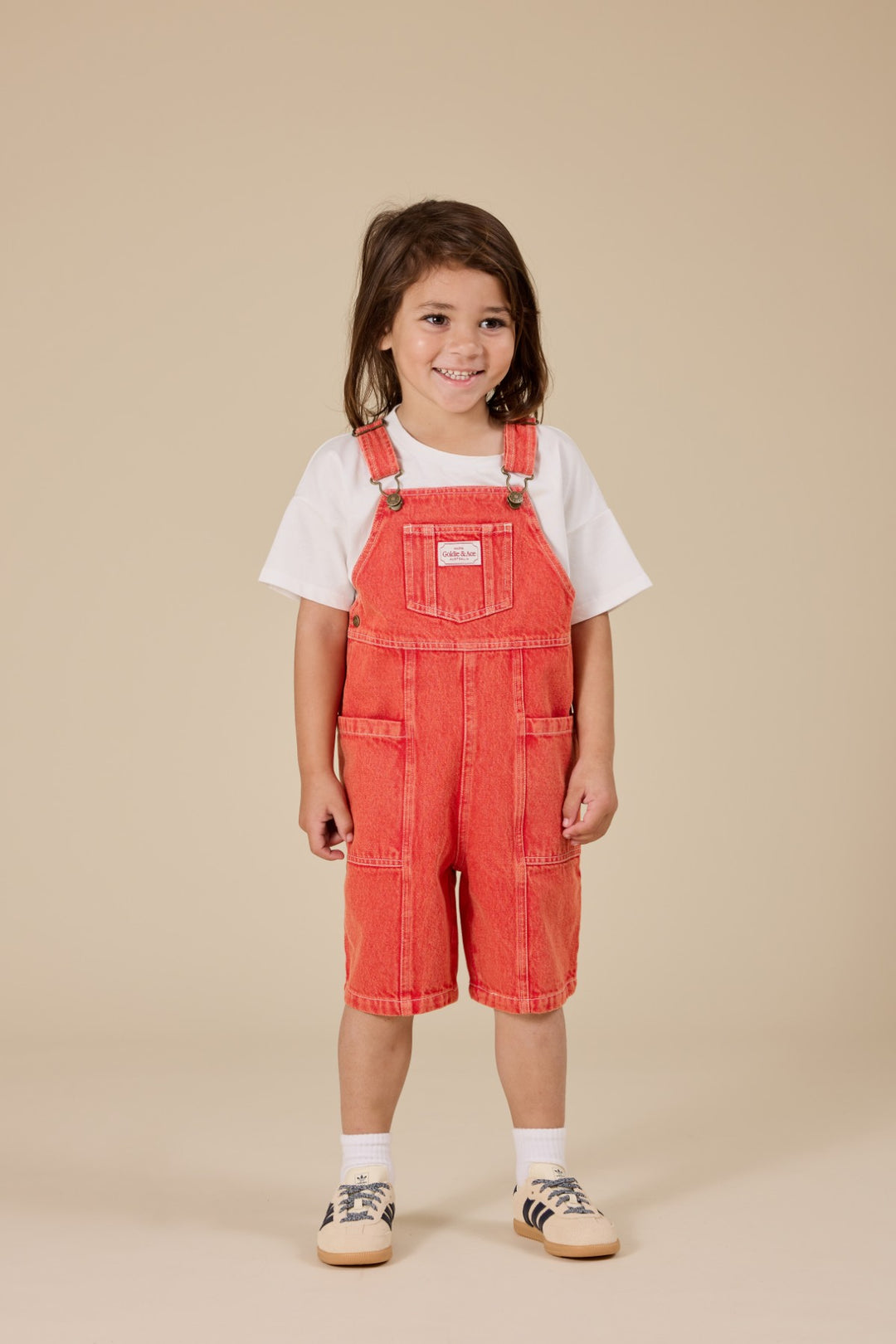 Goldie + Ace James Vintage Washed Denim Pocket Overalls - Apple Red