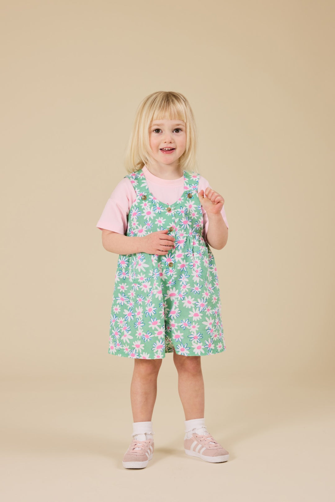 Goldie + Ace Daisy Patch Sara Shortalls - Moss