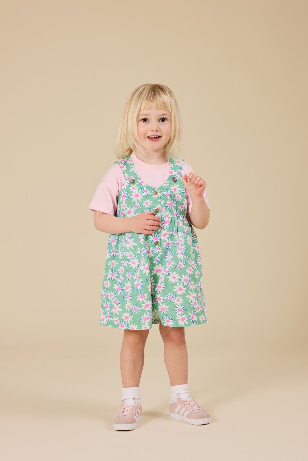 Goldie + Ace Daisy Patch Sara Shortalls - Moss