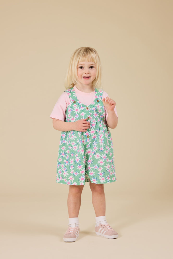 Goldie + Ace Daisy Patch Sara Shortalls - Moss