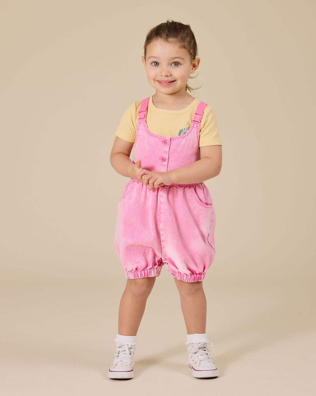 Goldie + Ace Cindy Denim Bubble Overalls - Pink Lemonade