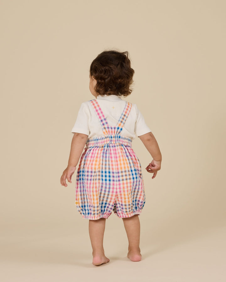 Goldie + Ace Rainbow Gingham Bubble Frill Romper  - Multi