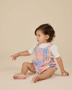 Goldie + Ace Rainbow Gingham Bubble Frill Romper  - Multi
