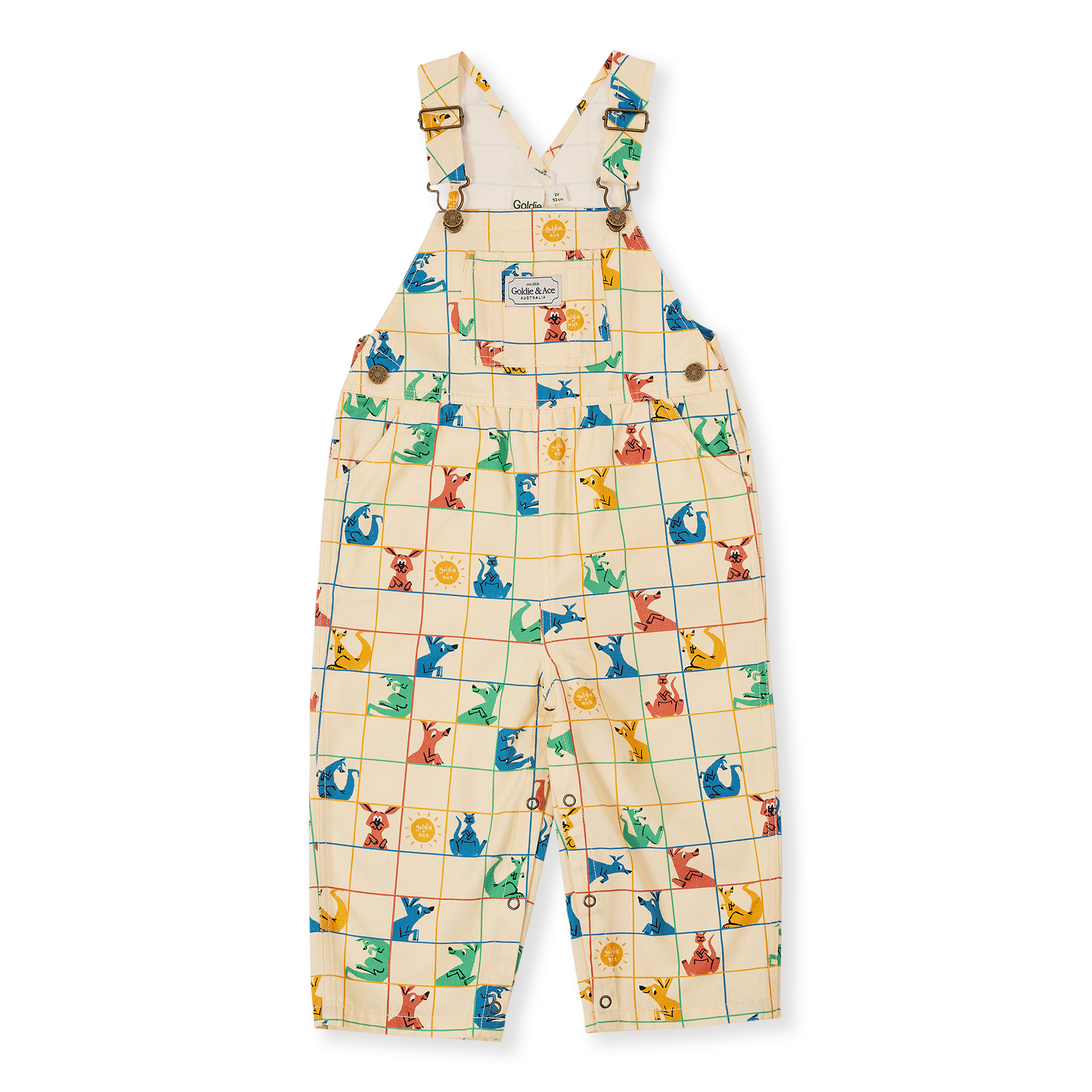 Goldie + Ace Hopscotch Austin Denim Overalls - Vanilla/Primary