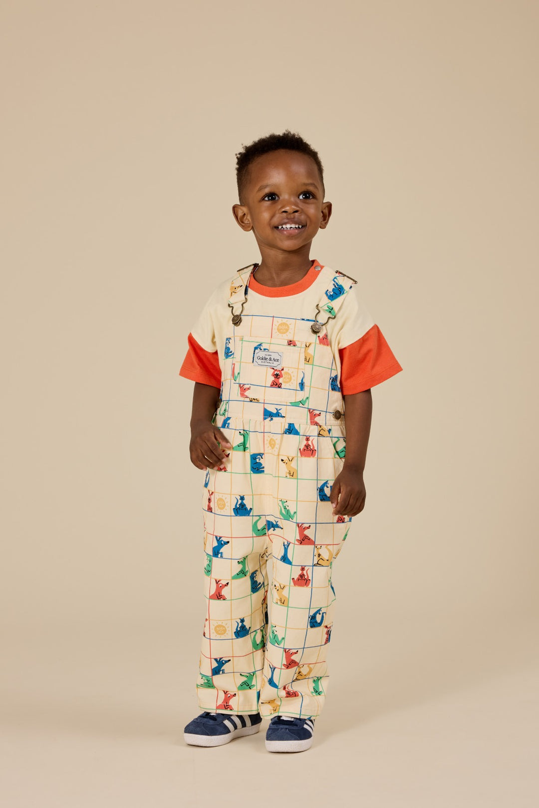Goldie + Ace Hopscotch Austin Denim Overalls - Vanilla/Primary
