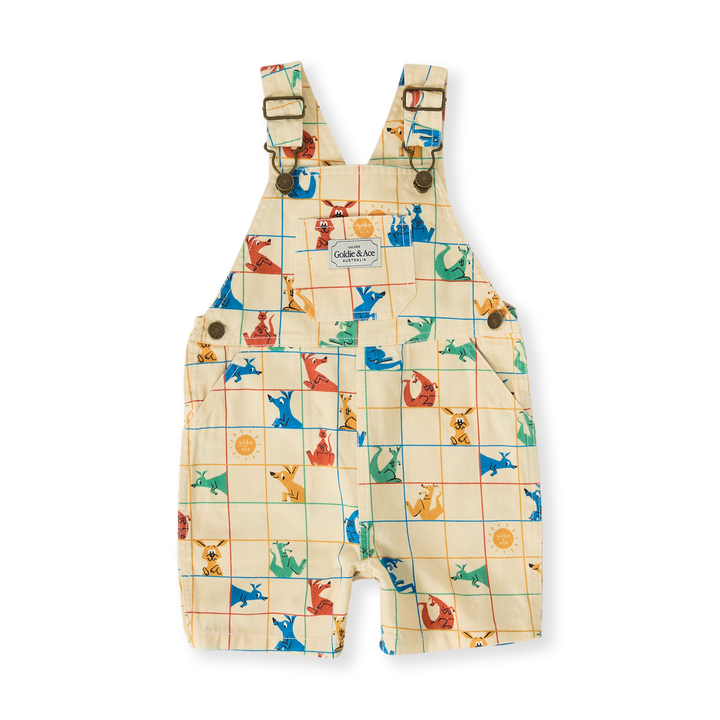 Goldie + Ace Hopscotch Burton Denim Overalls - Vanilla/Primary