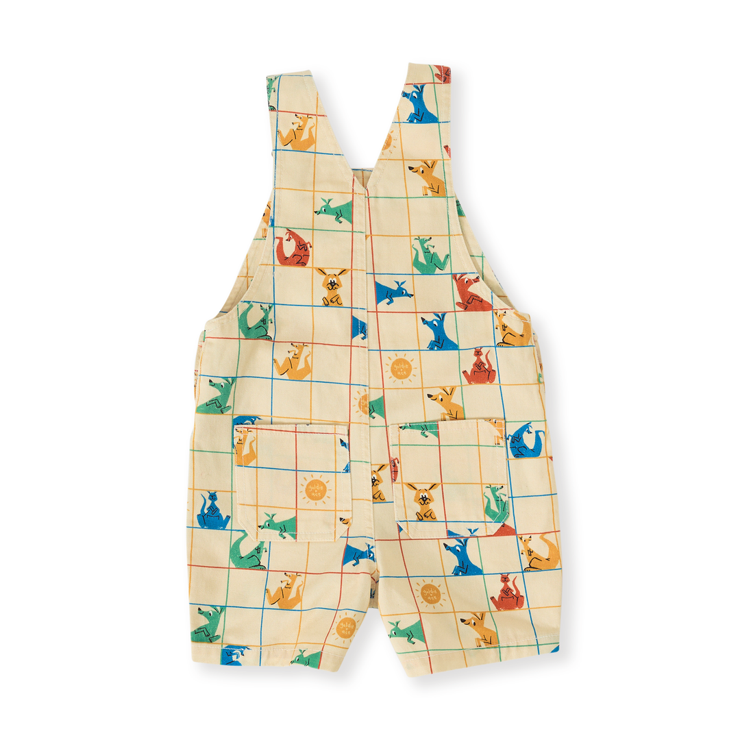 Goldie + Ace Hopscotch Burton Denim Overalls - Vanilla/Primary
