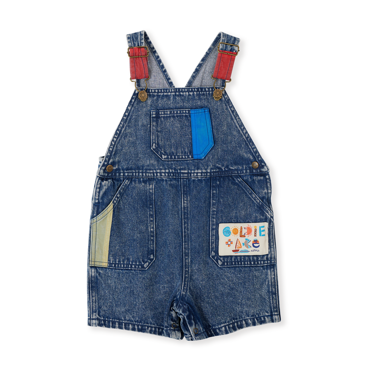 Goldie + Ace Primary Pop Burton Denim Overalls - Dark Denim