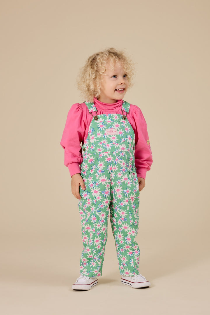 Goldie + Ace Daisy Patch Austin Pocket Overalls - Moss