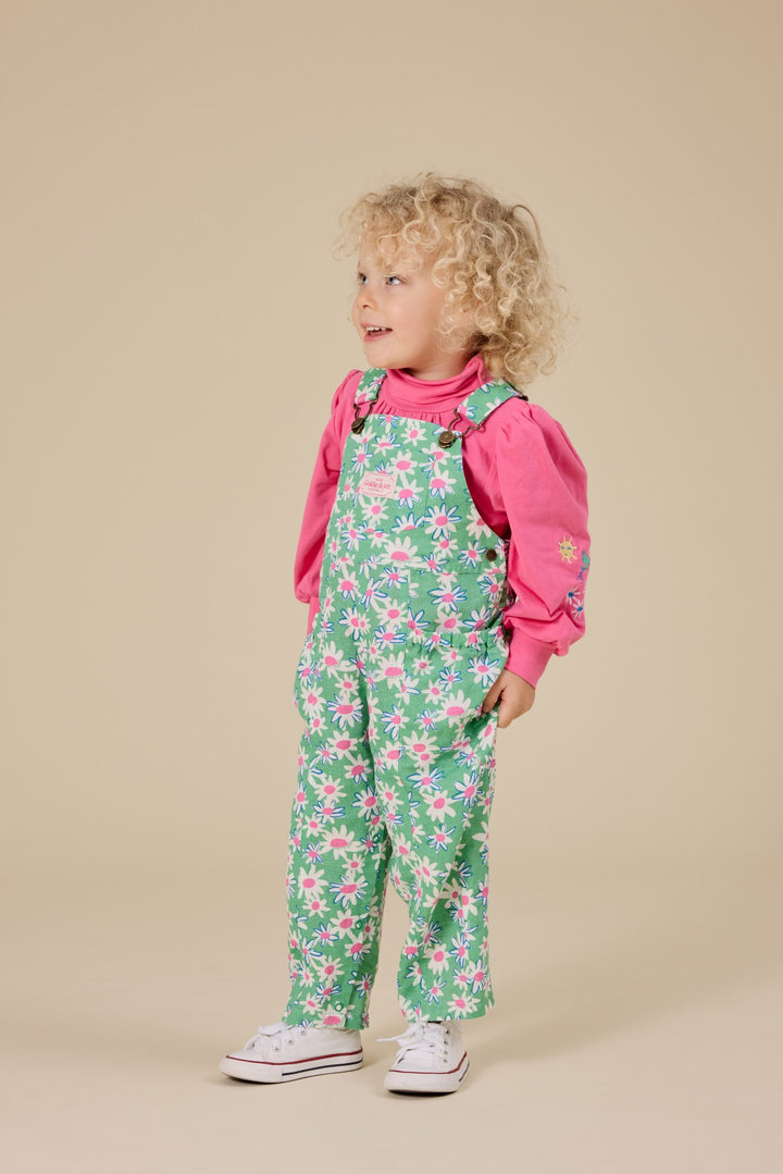 Goldie + Ace Daisy Patch Austin Pocket Overalls - Moss