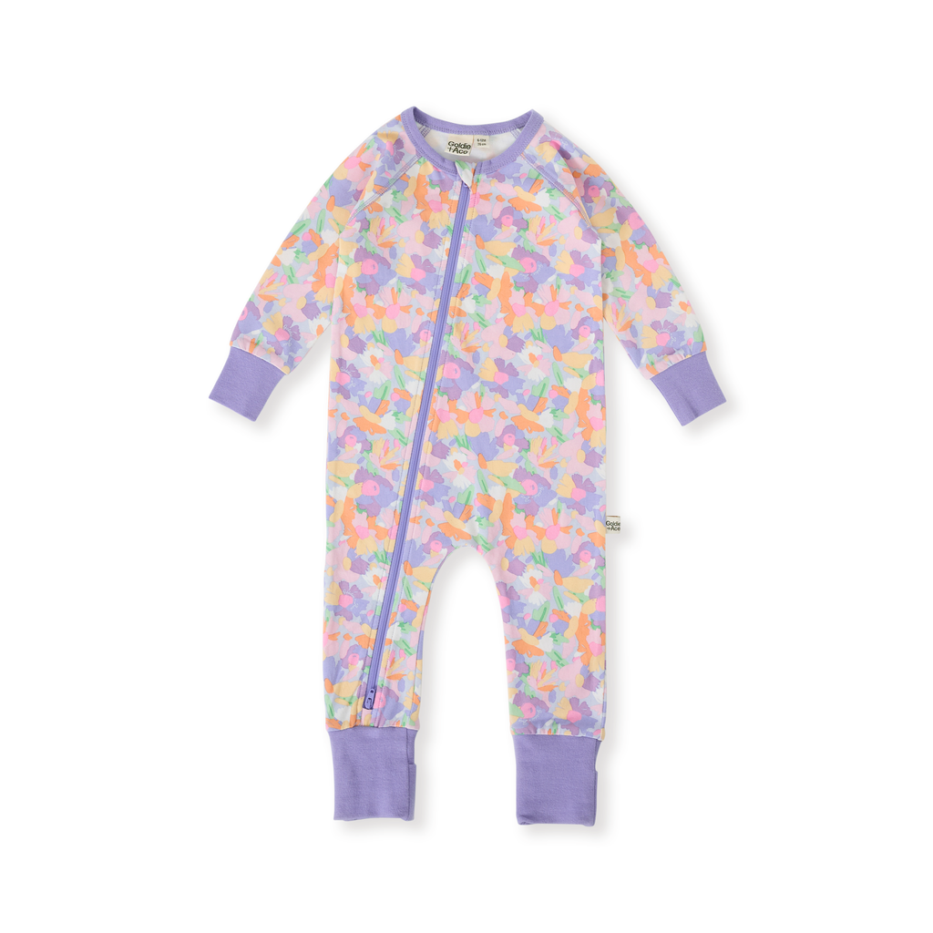 Pastel Bouquet Zipsuit - Lilac Multi