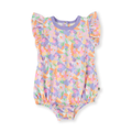 Pastel Bouquet Frill Bubble Romper - Lilac Multi