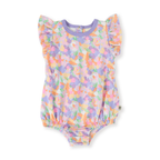 Goldie + Ace Pastel Bouquet Frill Bubble Romper - Lilac Multi