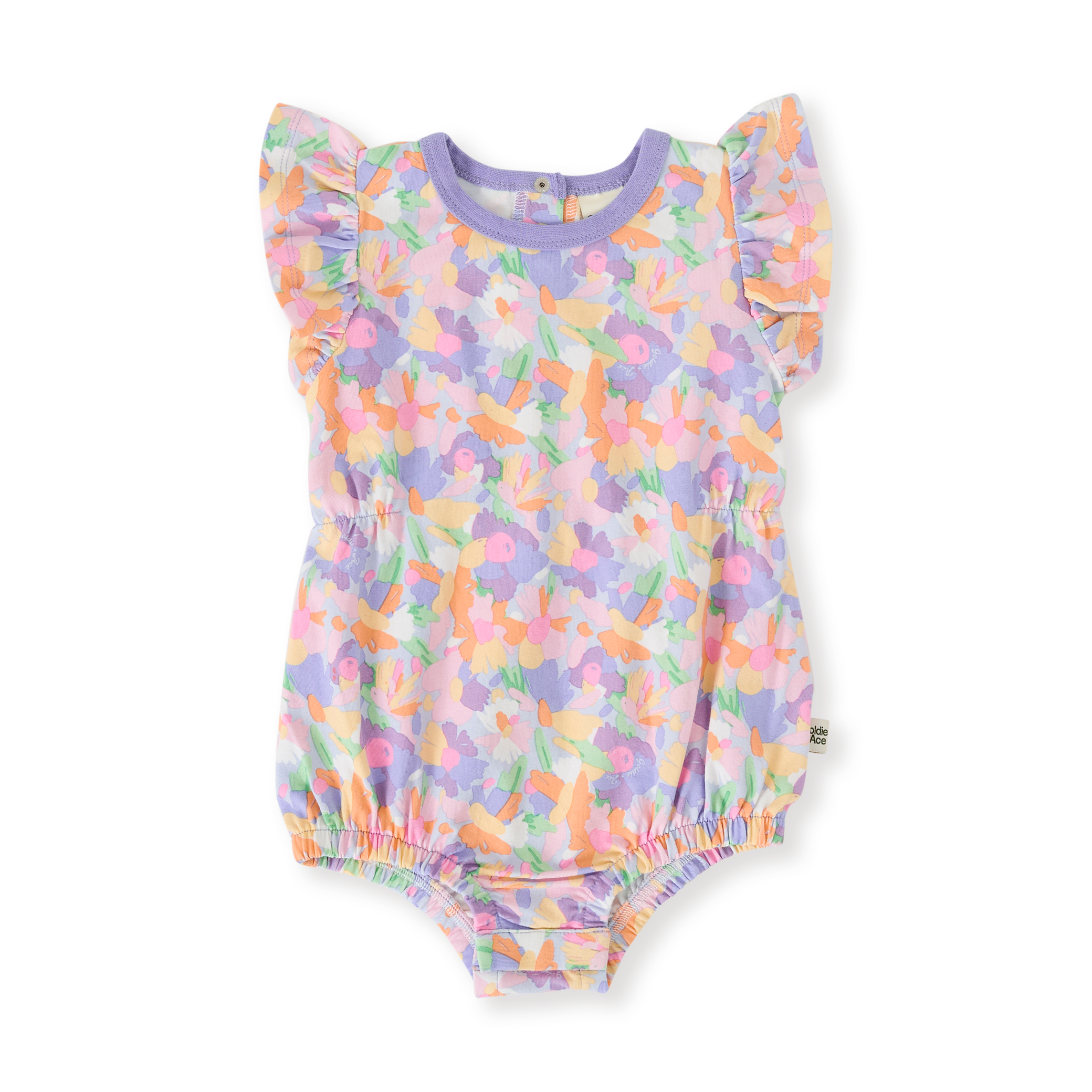 Goldie + Ace Pastel Bouquet Frill Bubble Romper - Lilac Multi