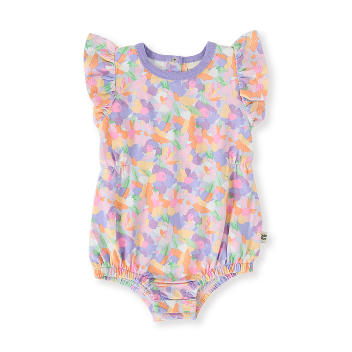 Goldie + Ace Pastel Bouquet Frill Bubble Romper - Lilac Multi