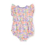 Goldie + Ace Pastel Bouquet Frill Bubble Romper - Lilac Multi