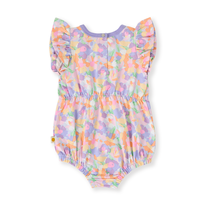 Goldie + Ace Pastel Bouquet Frill Bubble Romper - Lilac Multi