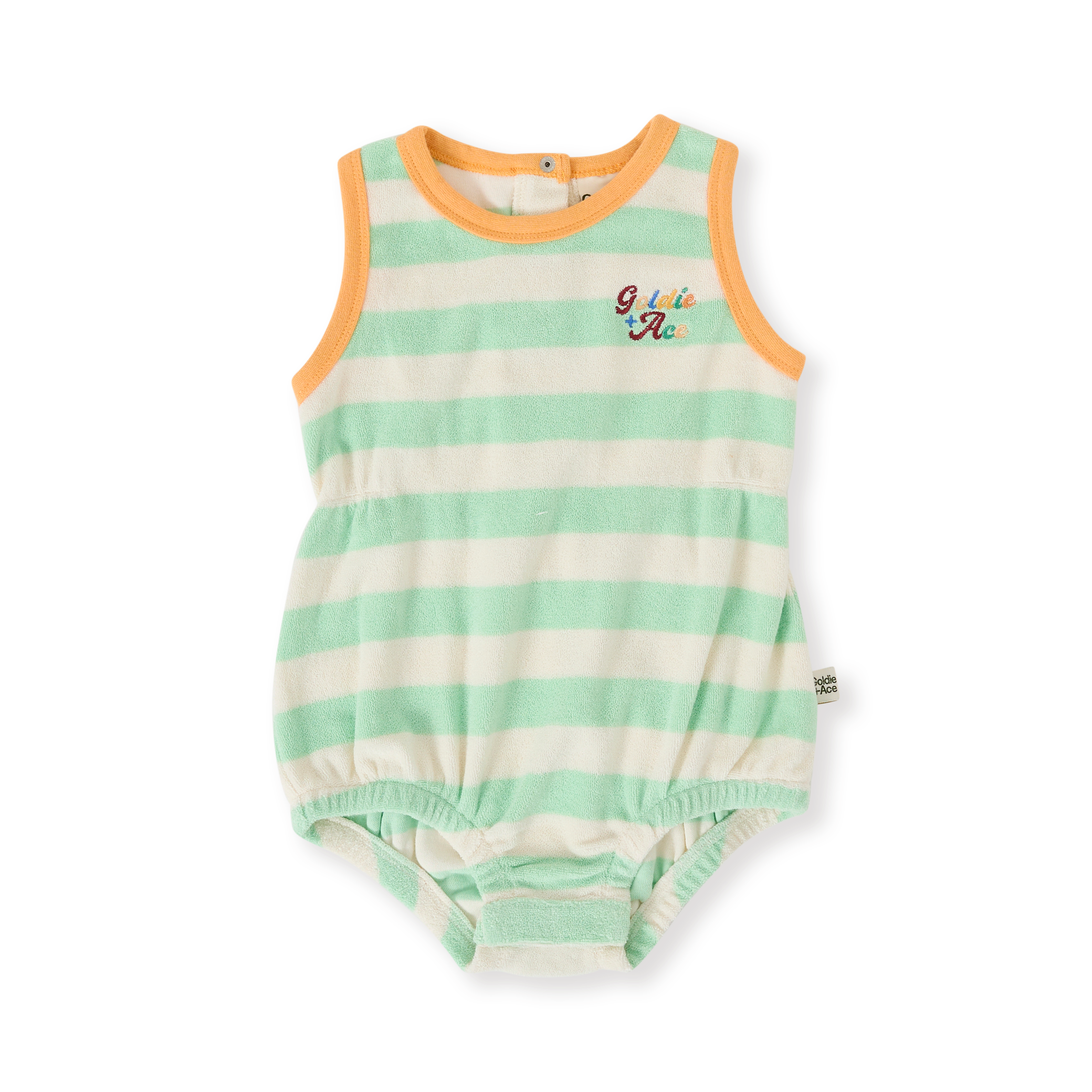 Goldie + Ace Peas In A Pod Stripe Bubble Romper - Peapod/Cloud