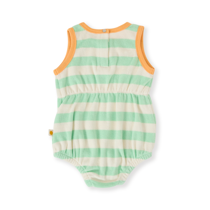Goldie + Ace Peas In A Pod Stripe Bubble Romper - Peapod/Cloud