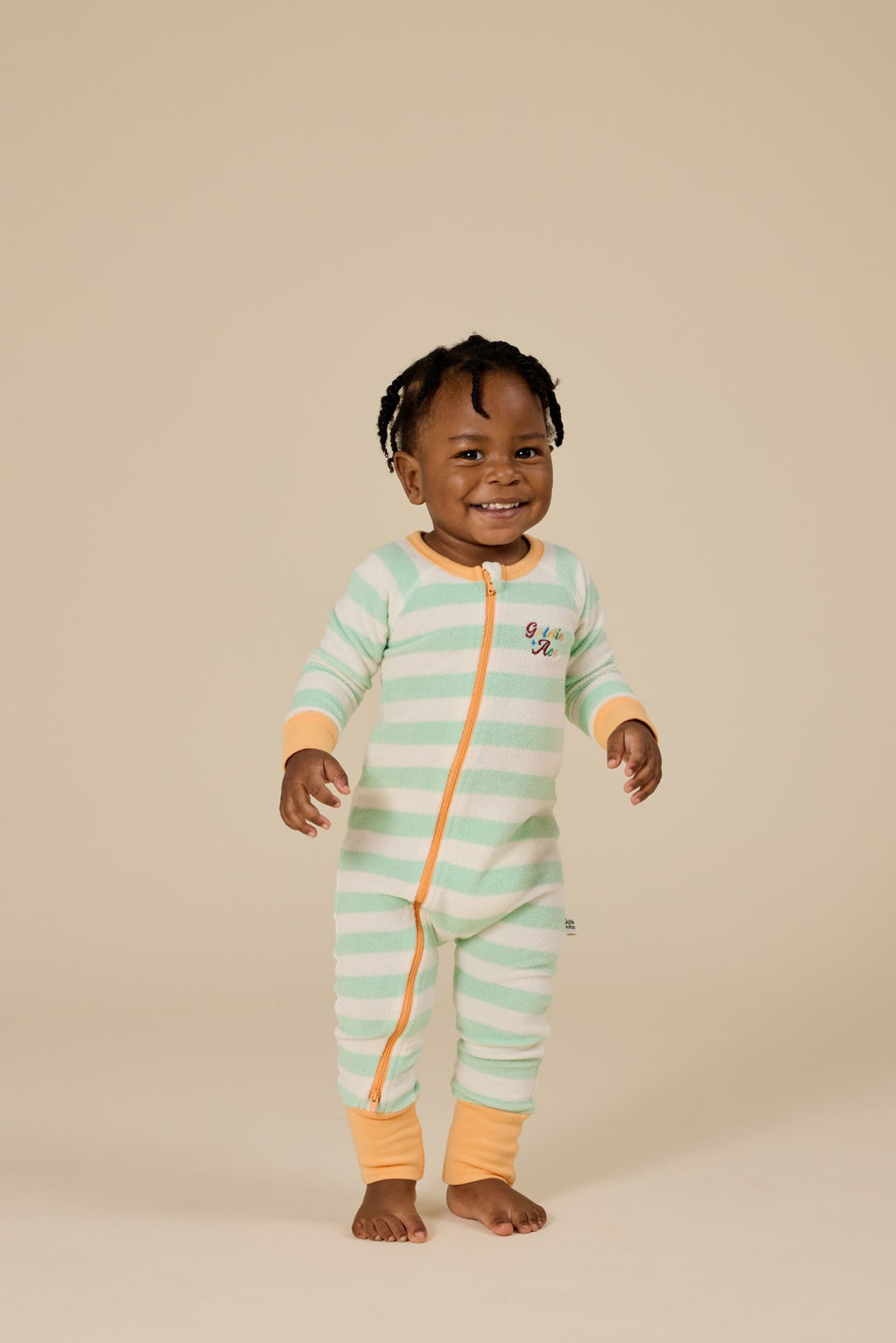 Peas In A Pod Stripe Zipsuit - Peapod/Cloud