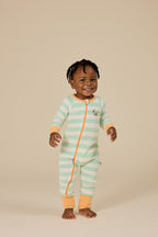 Peas In A Pod Stripe Zipsuit - Peapod/Cloud