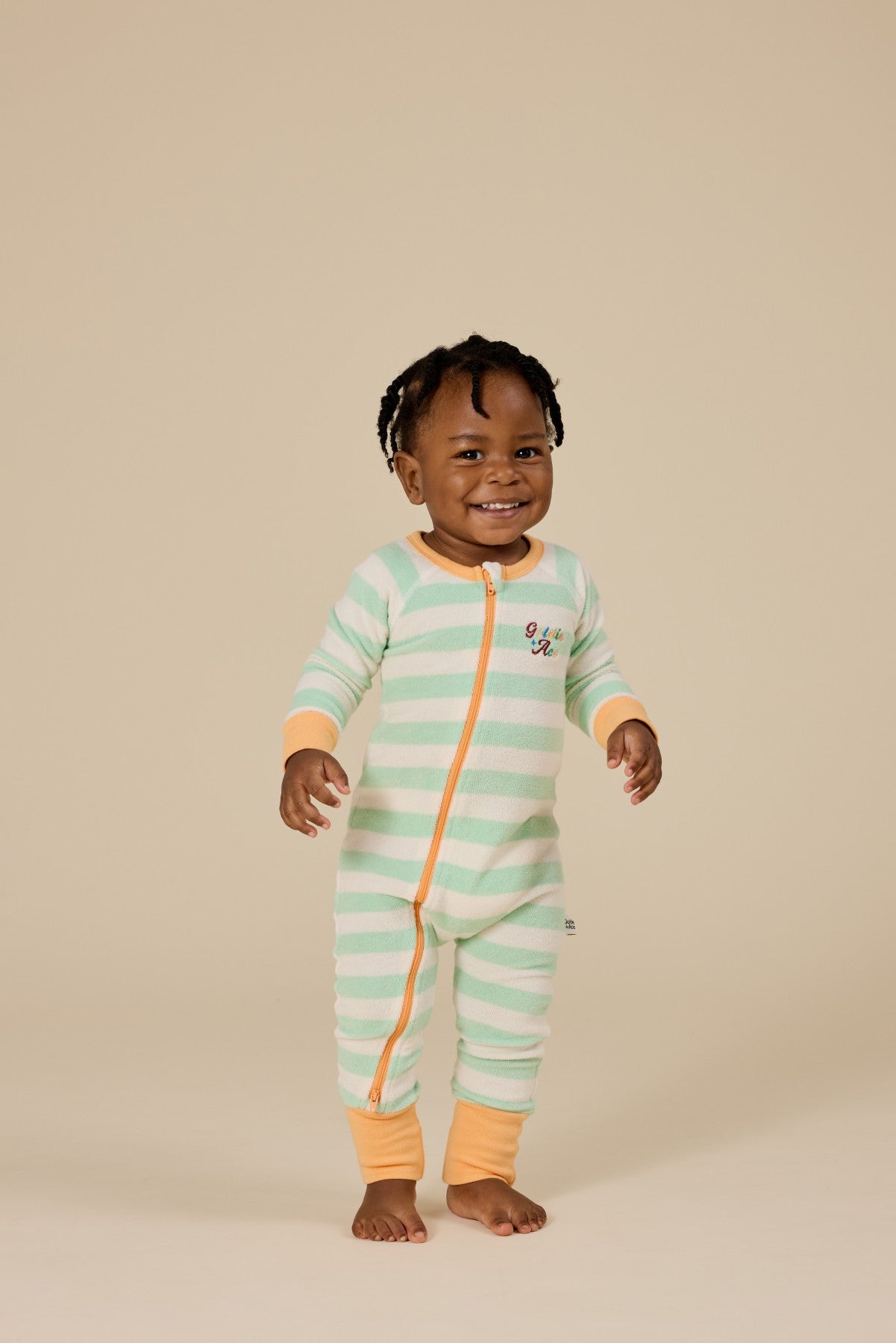 Peas In A Pod Stripe Zipsuit - Peapod/Cloud
