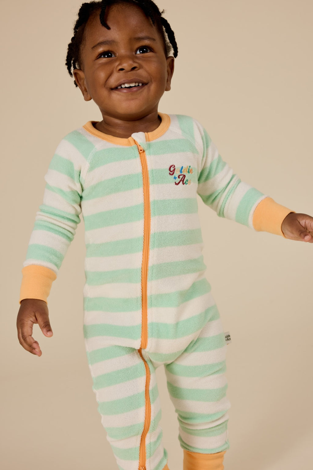 Peas In A Pod Stripe Zipsuit - Peapod/Cloud