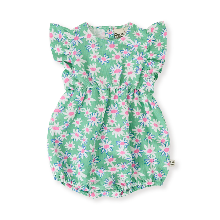 Goldie + Ace Daisy Patch Lani Romper - Moss