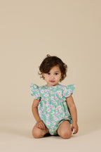 Goldie + Ace Daisy Patch Lani Romper - Moss