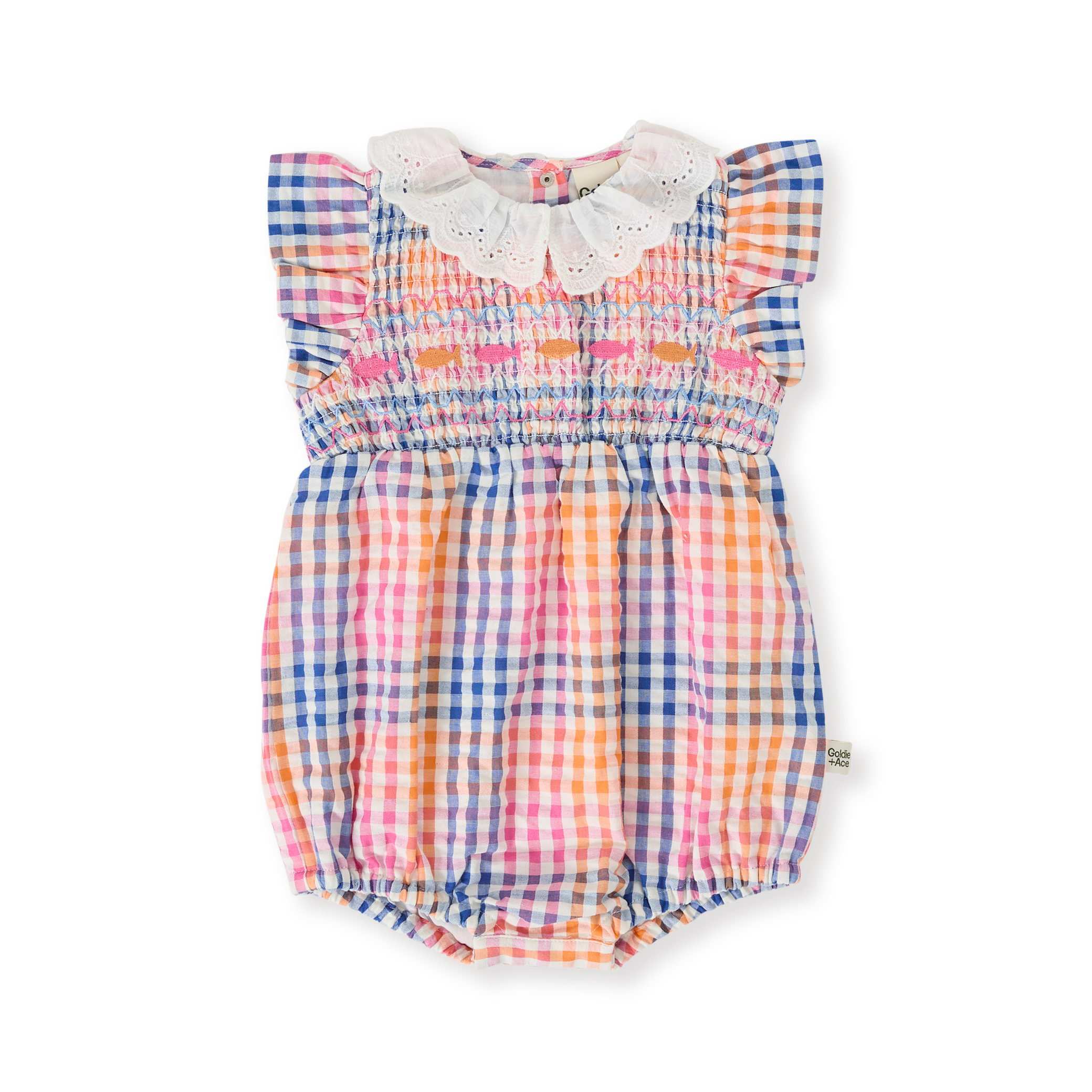Goldie + Ace Rainbow Gingham Lani Smocked Romper - Multi