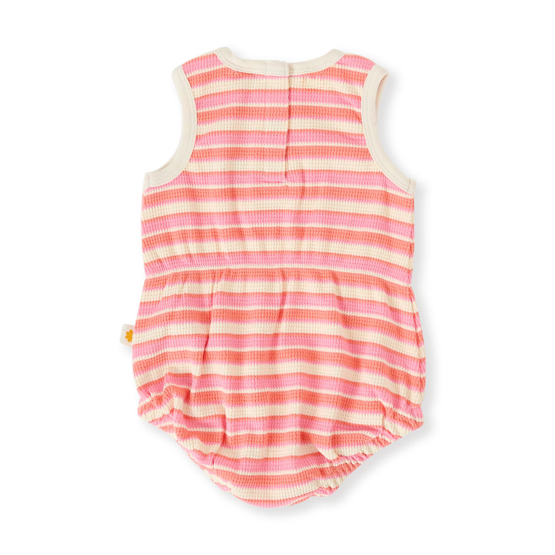 Goldie + Ace Watermelon Stripe Bubble Romper - Pink/Peach