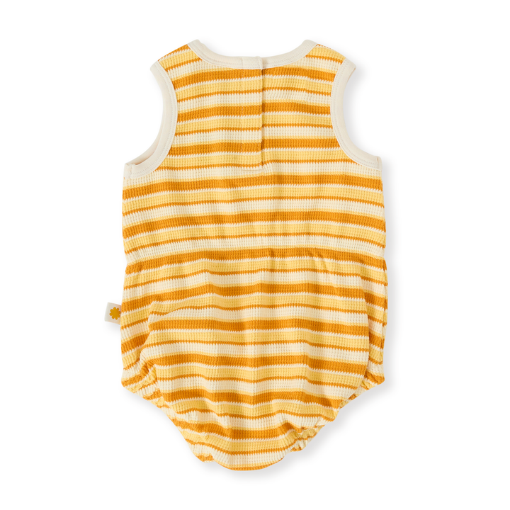 Goldie + Ace Sunshine Stripe Bubble Romper - Lemon/Golden