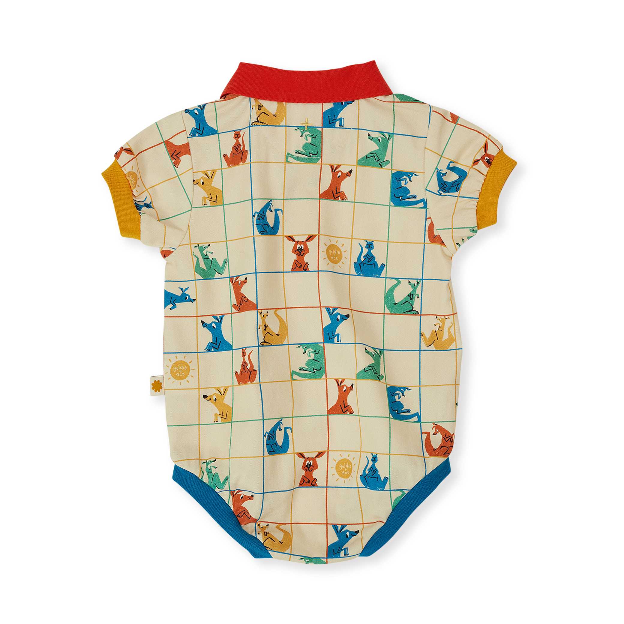 Hopscotch Polo Romper - Vanilla/Primary