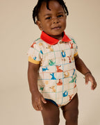Goldie + Ace Hopscotch Polo Romper - Vanilla/Primary