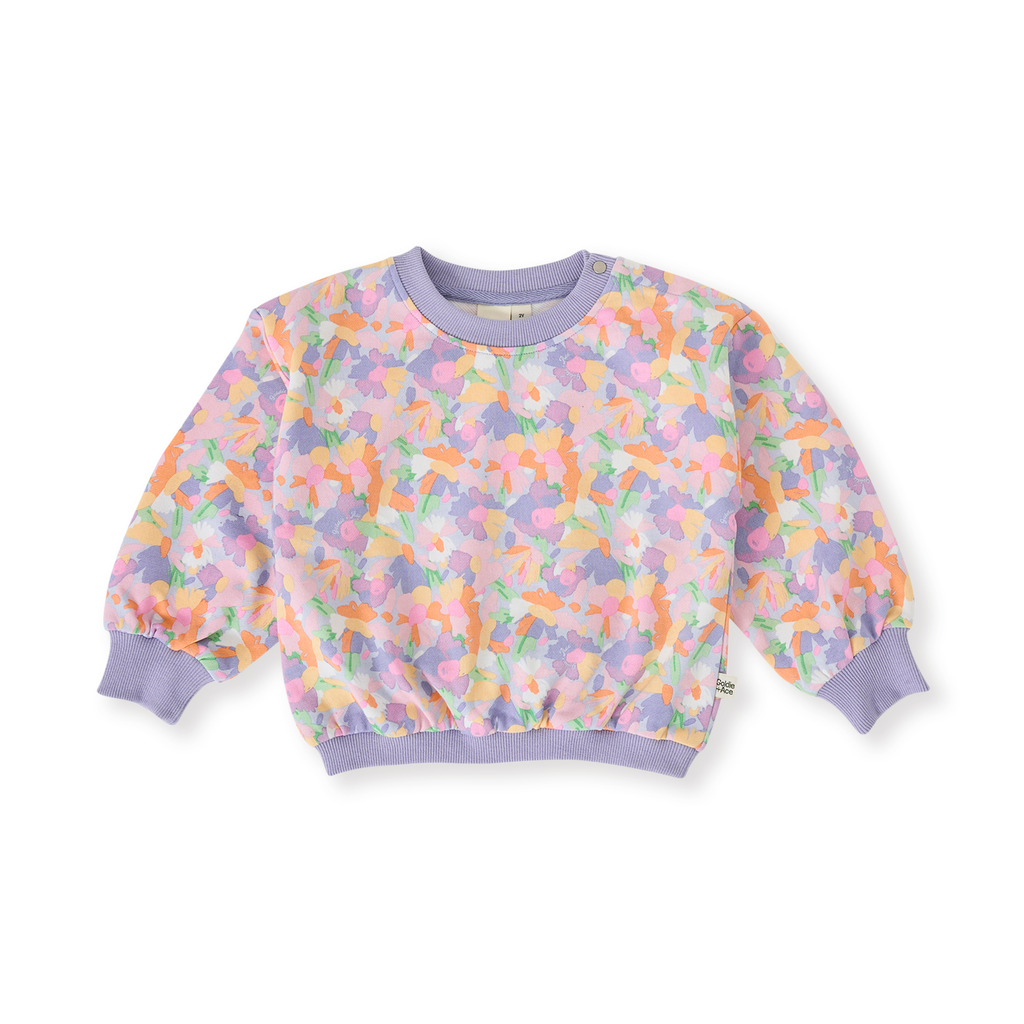 Pastel Bouquet Terry Sweatshirt - Lilac Multi