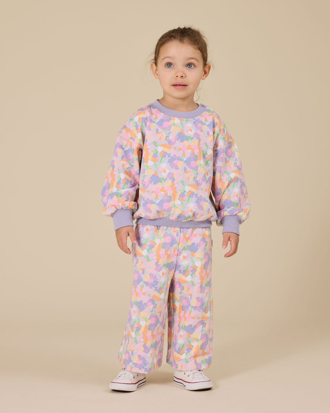 Goldie + Ace Pastel Bouquet Terry Sweatshirt - Lilac Multi