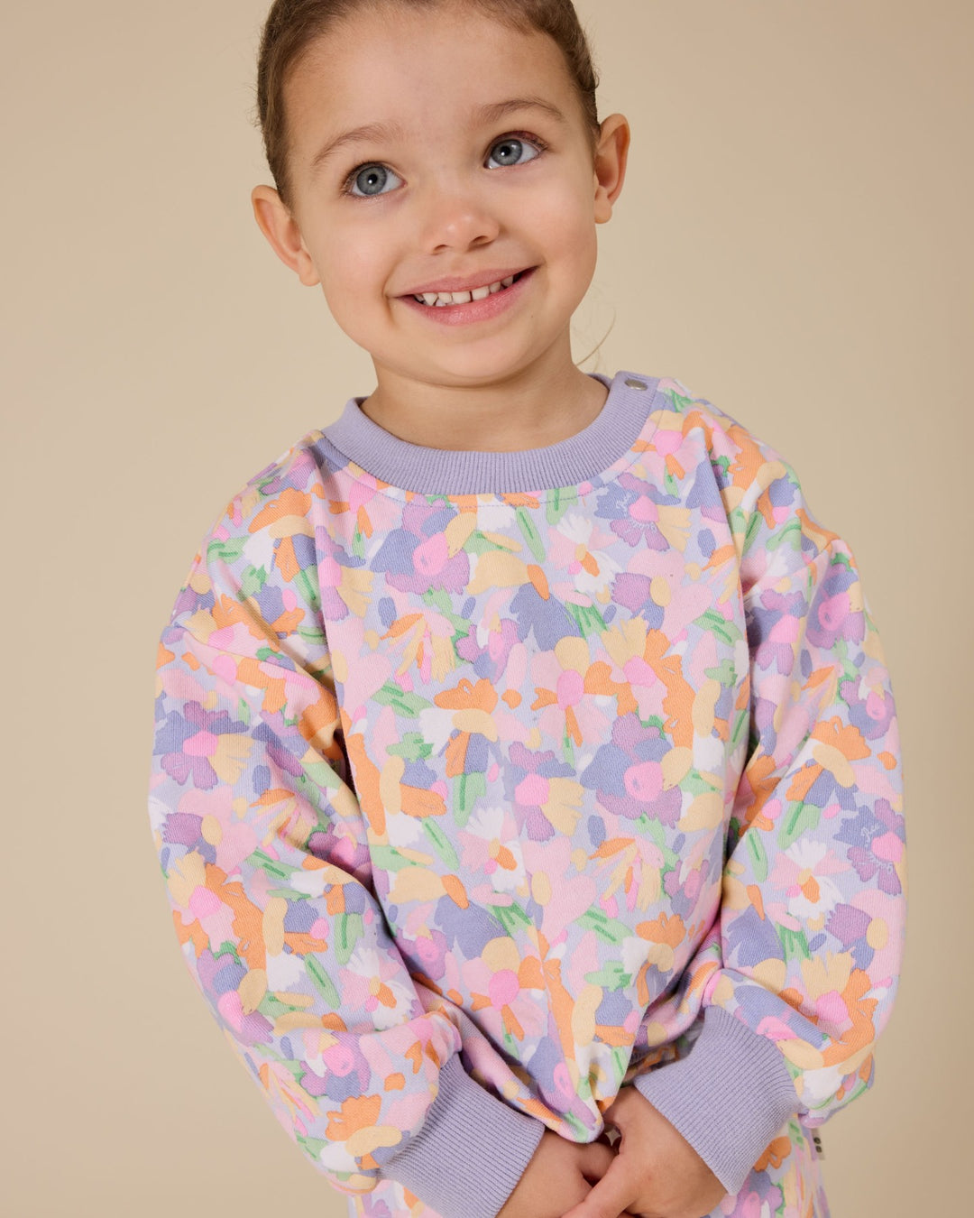 Goldie + Ace Pastel Bouquet Terry Sweatshirt - Lilac Multi