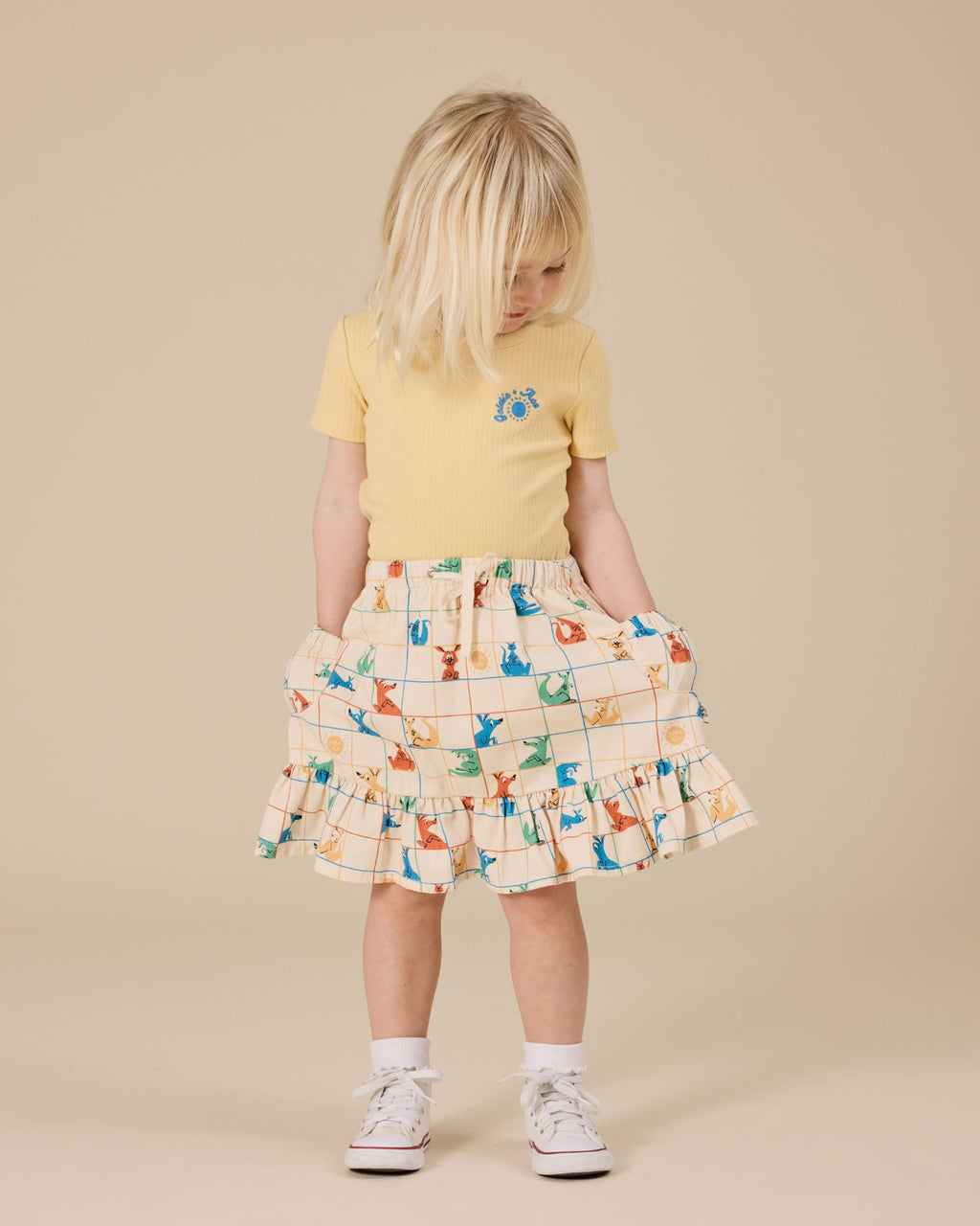 Hopscotch Maya Pocket Skirt - Vanilla/Primary