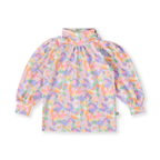 Pastel Bouquet Sofia Puff Sleeve Skivvy - Lilac Multi