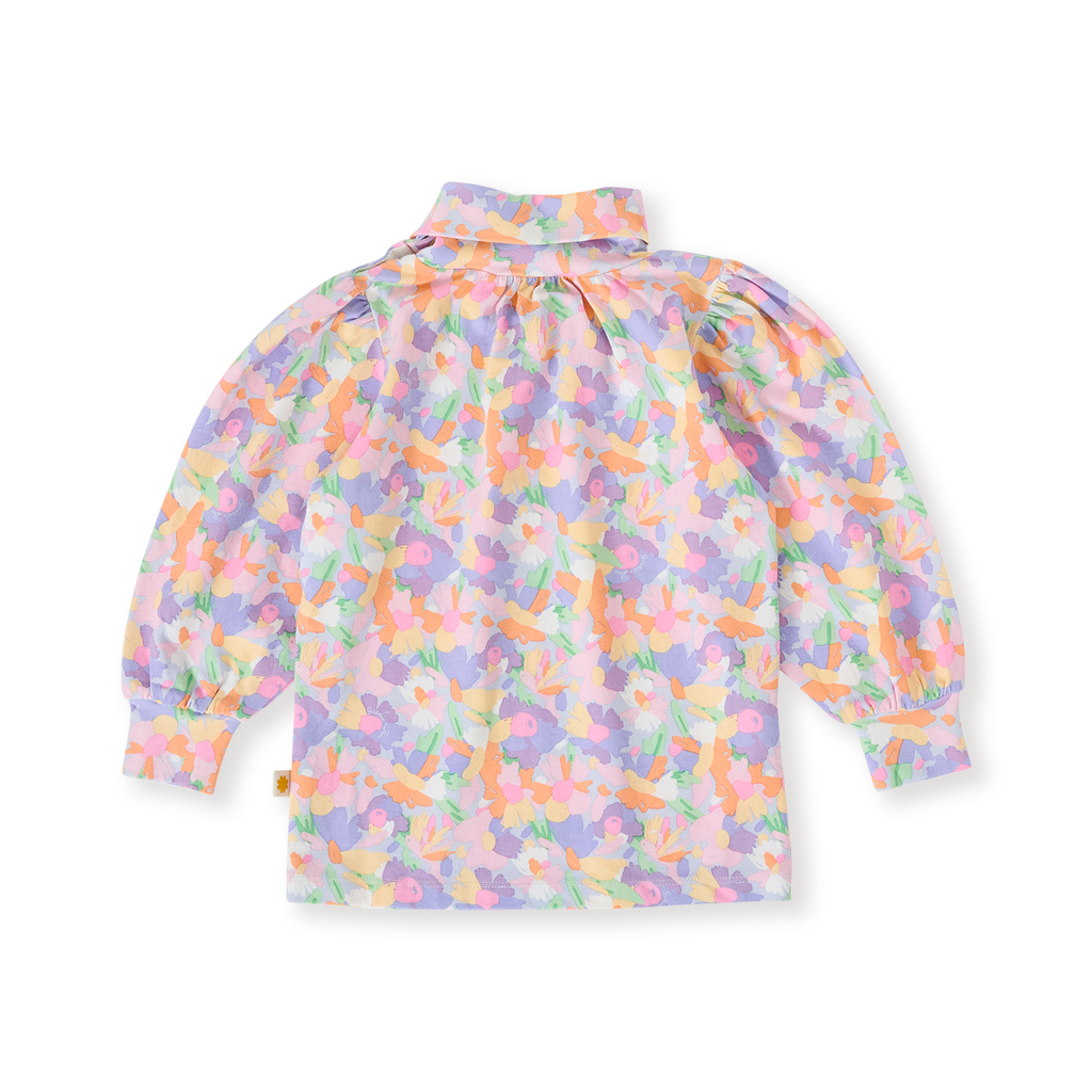 Pastel Bouquet Sofia Puff Sleeve Skivvy - Lilac Multi
